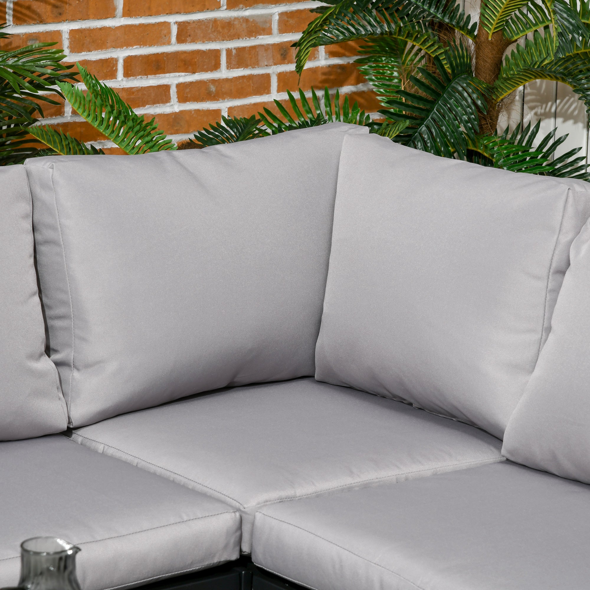 Easycomfort Set da Giardino 4 Pezzi con 2 Divanetti, Poltrona Angolare e Tavolino da Caffè in Vetro Temperato