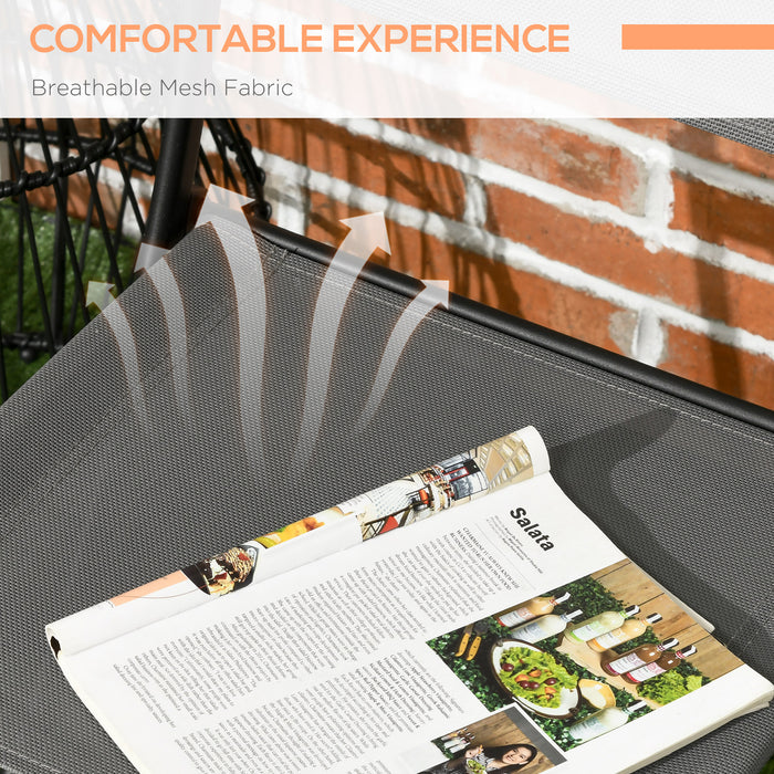 Easycomfort Set da Giardino 3 Pezzi in Acciaio con 2 Sedie Pieghevoli in Tessuto Traspirante e Tavolo Rotondo