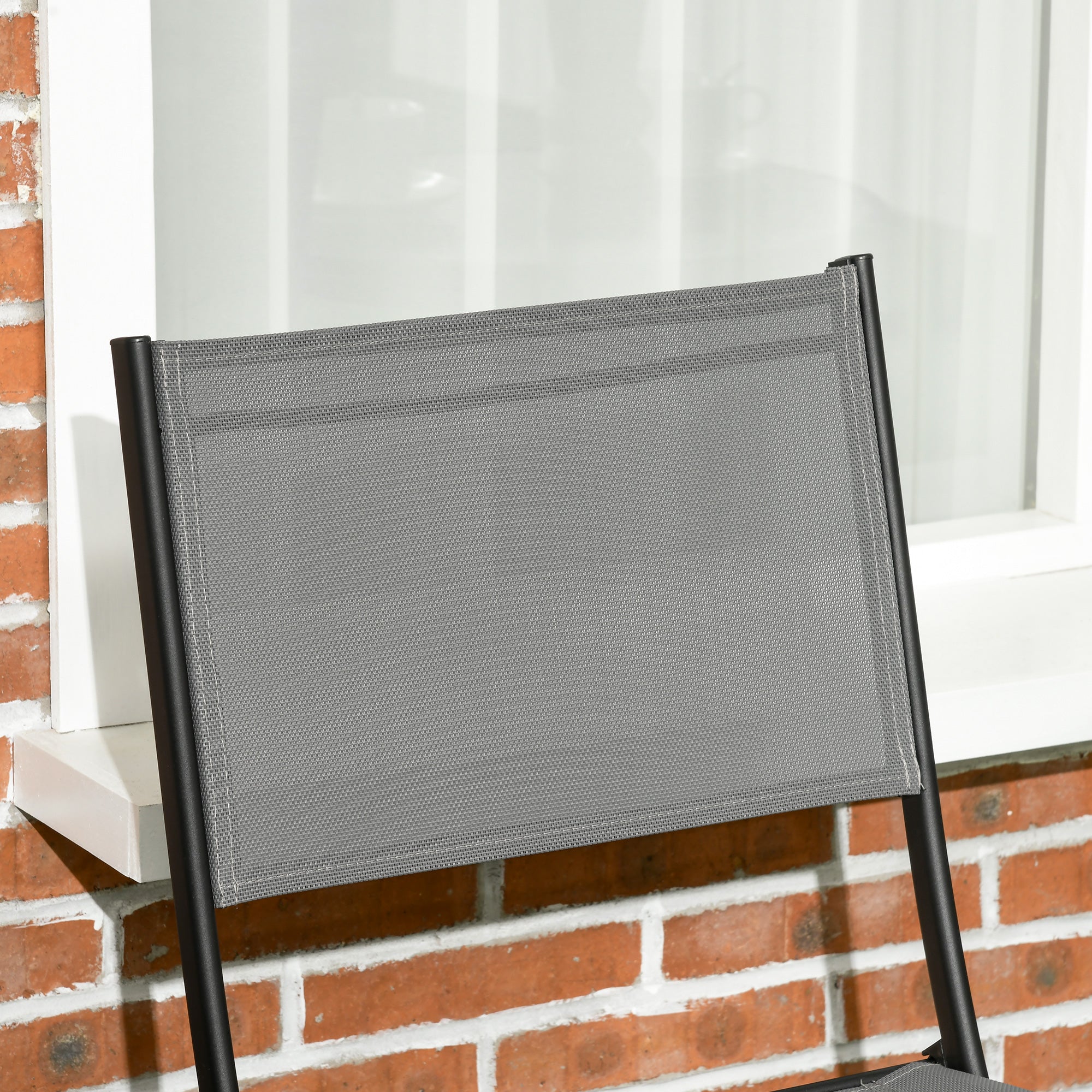 Easycomfort Set da Giardino 3 Pezzi in Acciaio con 2 Sedie Pieghevoli in Tessuto Traspirante e Tavolo Rotondo