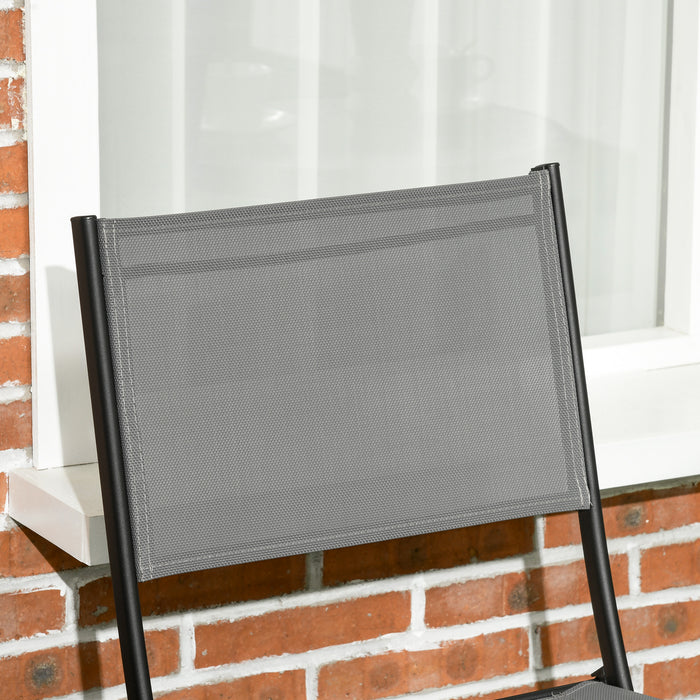 Easycomfort Set da Giardino 3 Pezzi in Acciaio con 2 Sedie Pieghevoli in Tessuto Traspirante e Tavolo Rotondo