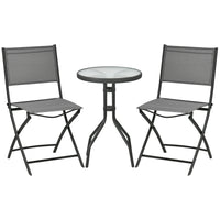 Easycomfort Set da Giardino 3 Pezzi in Acciaio con 2 Sedie Pieghevoli in Tessuto Traspirante e Tavolo Rotondo