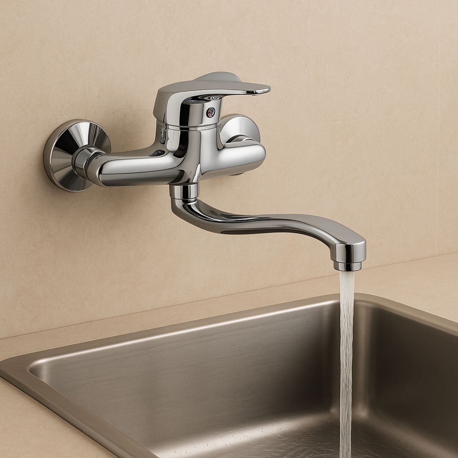 Miscelatore a muro milano plus in ottone lavello cucina con erogazione orientabile *** confezione 1