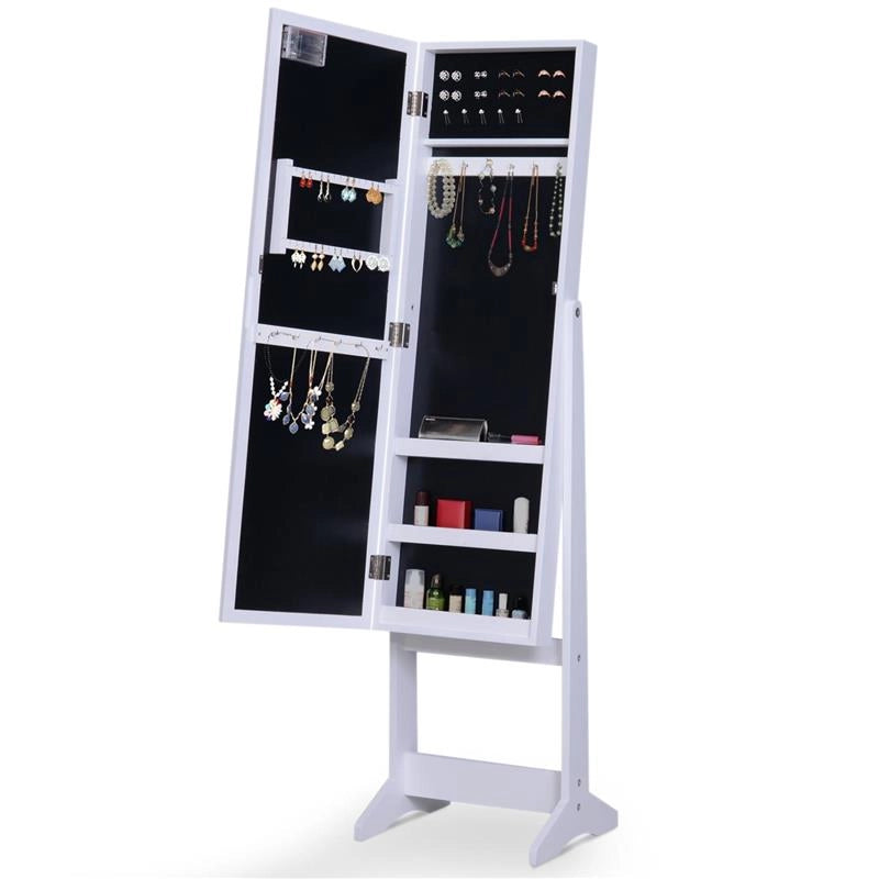 ARMADIO PORTAGIOIE CON SPECCHIO REGOLABILE E LUCI LED BIANCO 36X30X136 CM