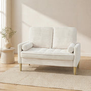 Divano loveseat 2 posti in tessuto corduroy beige, stile scandinavo, compatto per soggiorno, camera da letto o appartamento