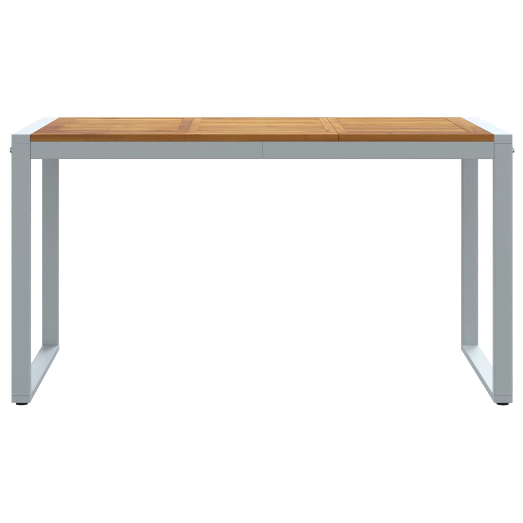 Tavolo da pranzo da esterno Grigio 140x80x75 cm Acciaio e Legno Massello di Acacia