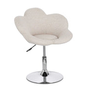 Set di 2 Poltroncine Girevoli Regolabili in Tessuto Bouclé con Base Cromata - BLOOM