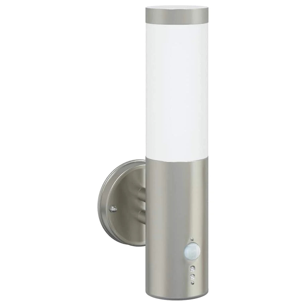 Moderna lampada da parete cilindrica per esterni 15 x 7,5 x 33 cm design elegante resistente acciaio inossidabile color argento 02_0056501