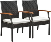 Set di 2 Sedie in Rattan, Sedia Giardino Poltrone da Esterno con Cuscini per Seduta con Cerniera, Set di 2 Comode Sedie per Giardino, Patio, Terrazza(Modello A, 54,5x61,5x89cm)