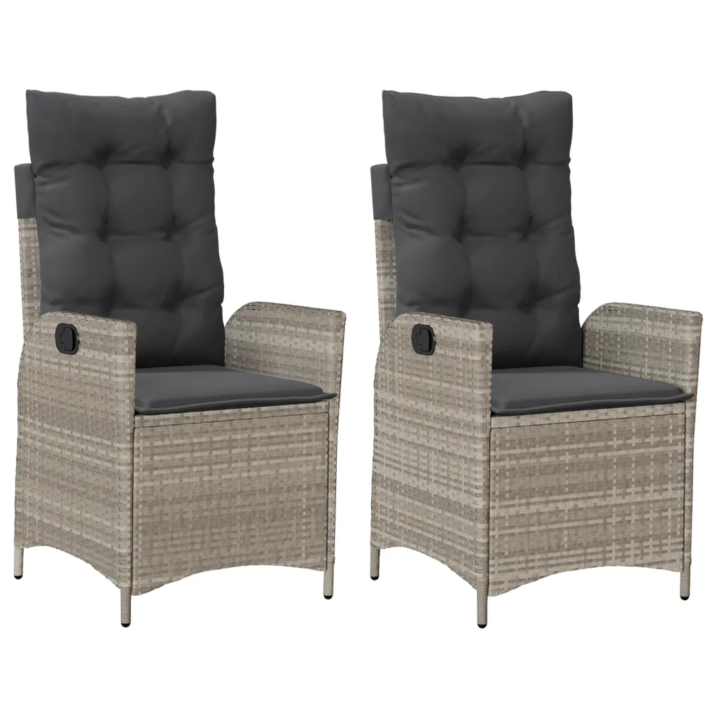 Sedie Reclinabili Giardino 2 pz | Sedie da Esterno Cuscini Grigio Chiaro Polyrattan