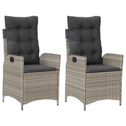 Sedie Reclinabili Giardino 2 pz | Sedie da Esterno Cuscini Grigio Chiaro Polyrattan