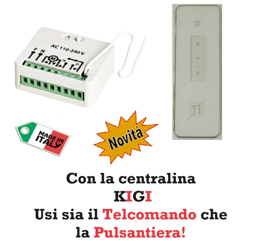 Motore tapparella 100 kg - 50 Nm RISPARMIO ENERGETICO Kit con centralina e telecomando