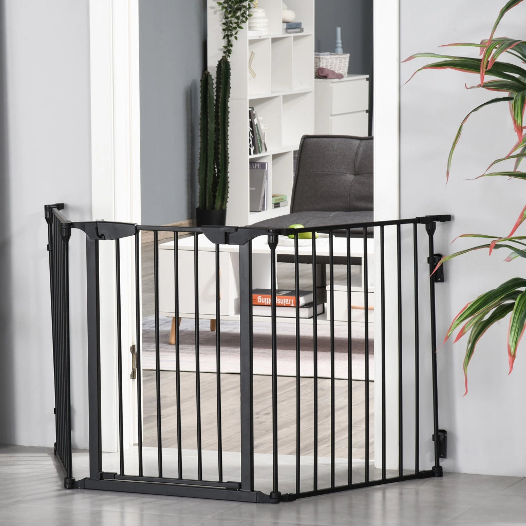 Cancellino per Cani Pieghevole a 3 Pannelli ¨C zephmum ¨C Nero 180x3x74.5 cm