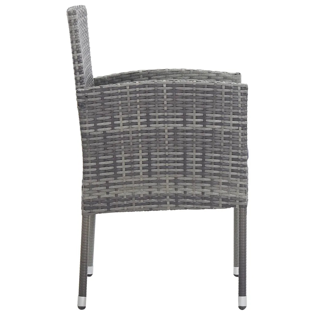 Sedie Giardino con Cuscini Grigio Scuro 4 pz Grigie Polyrattan 318708