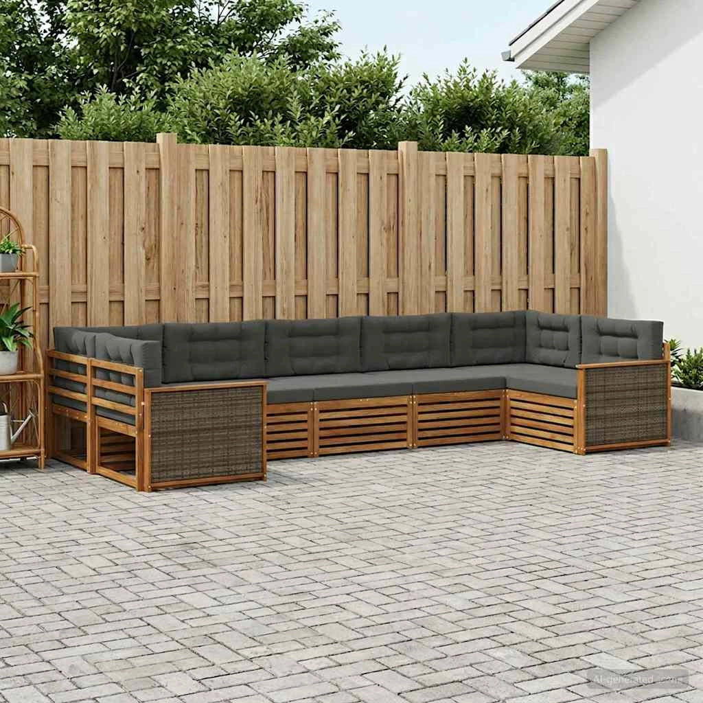 Set di divani da esterno 7 pz Naturale e Antracite 3383800