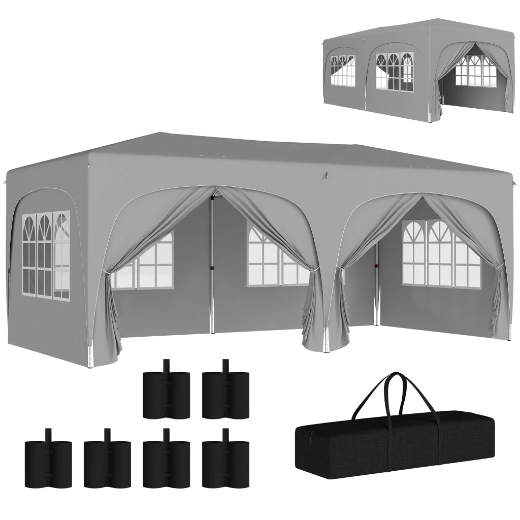 Tonnelle pliante 3x6m Pop Up ¨C zephmum ¨C Grigio chiaro