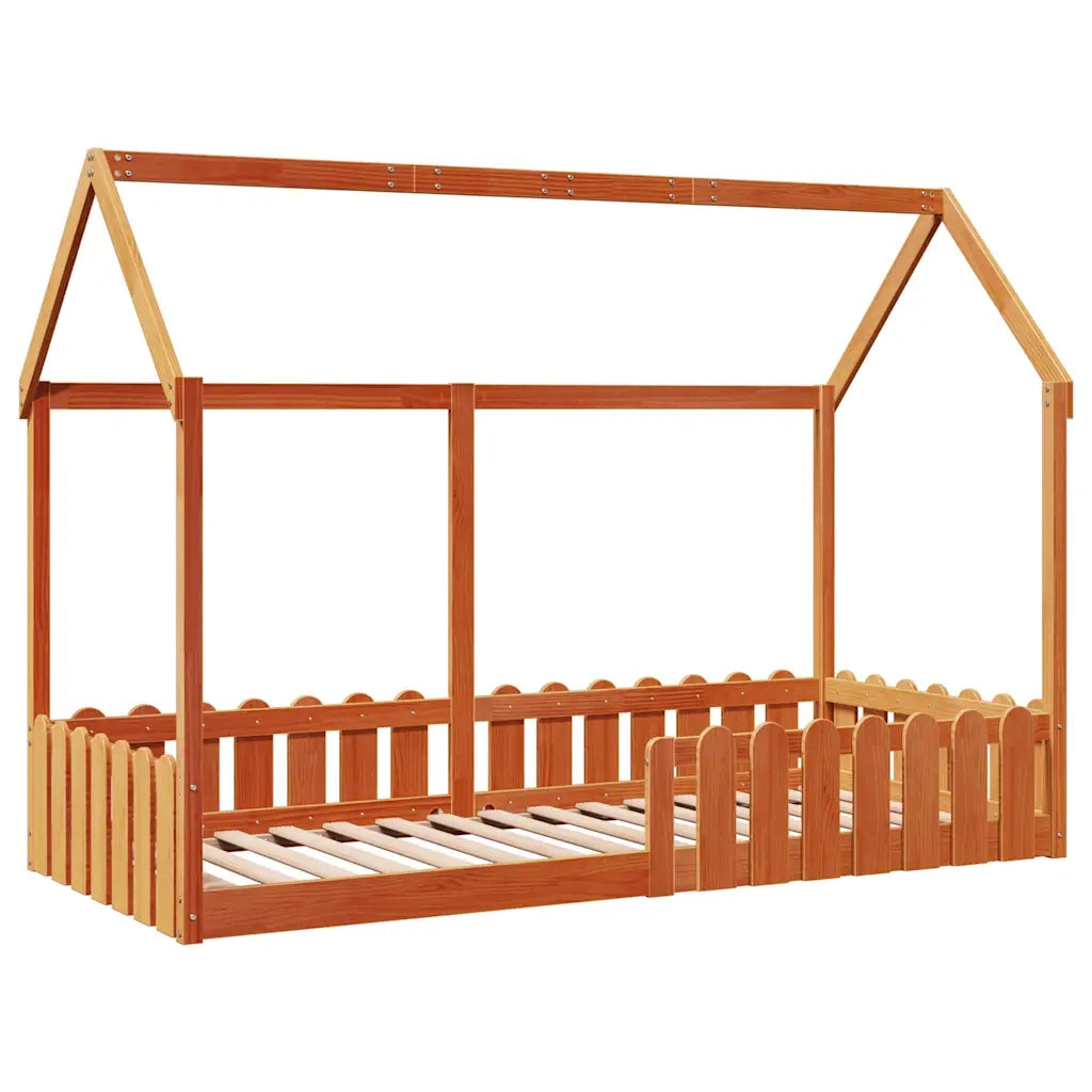 Giroletto Casetta Bambini-Struttura Letto Bambini Marrone Cera 90x190 cm Massello Pino 227914
