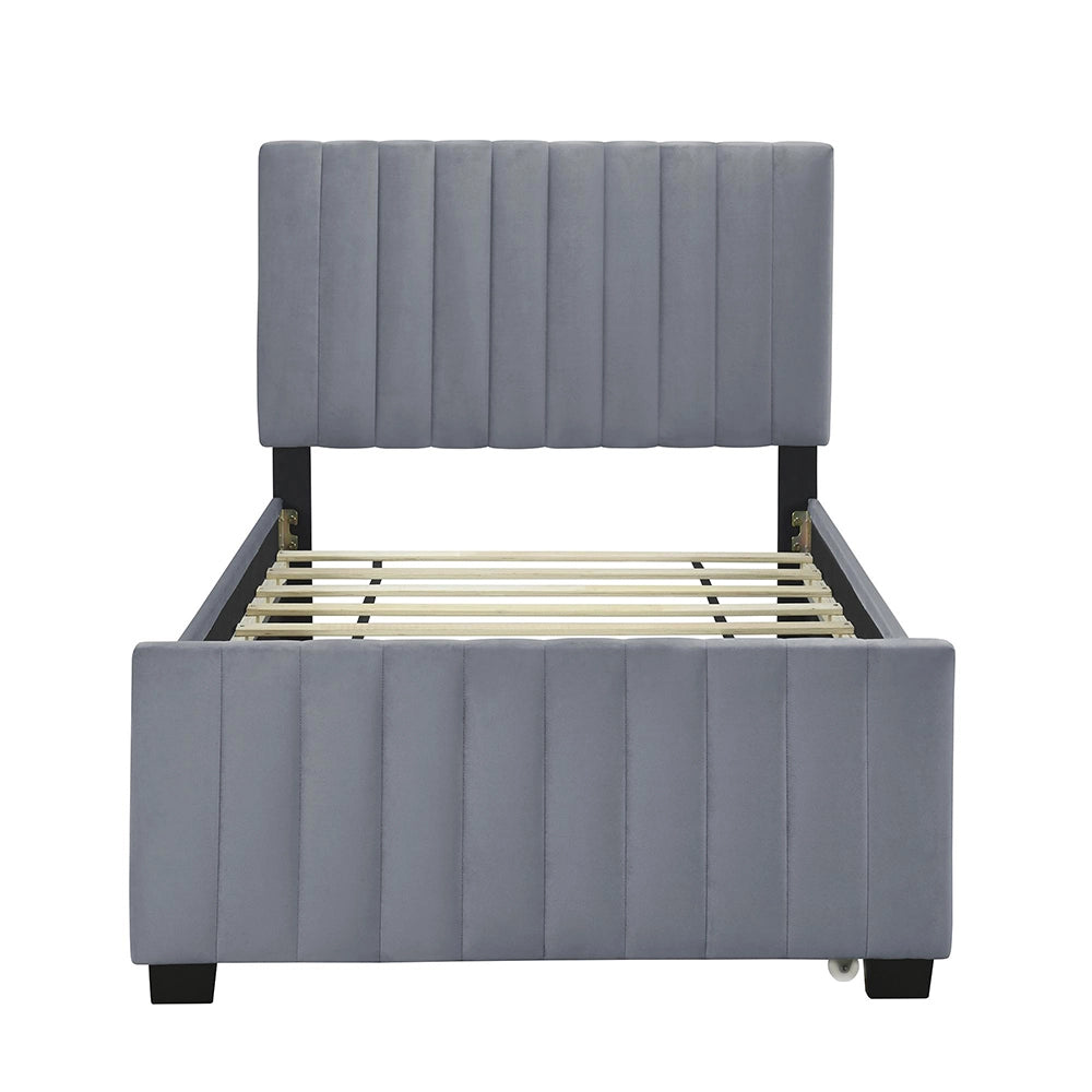 Letto bambino-Xylo-90x190 cm-ribaltabile, velluto, grigio