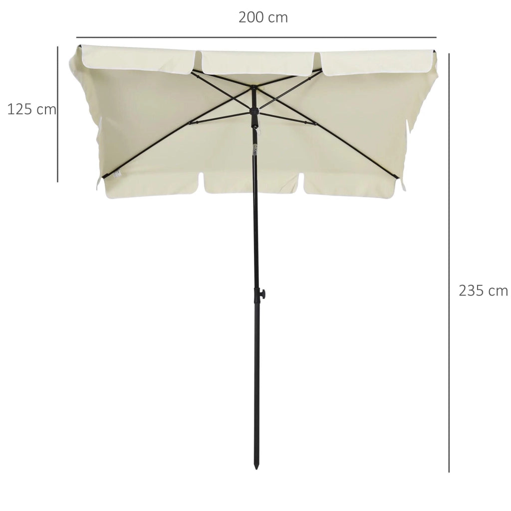 Ombrellone da Giardino 2x1.25 m Palo Ø28 mm in Alluminio Inclinabile Crema