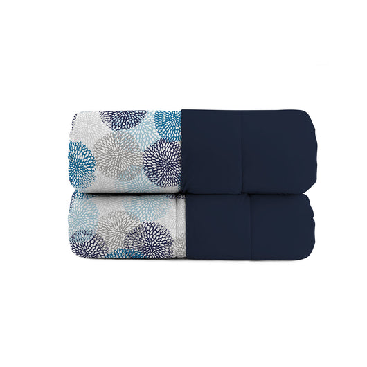 Trapunta Invernale Matrimoniale Stampata in Microfibra 200gr Double Face Soffioni Blu