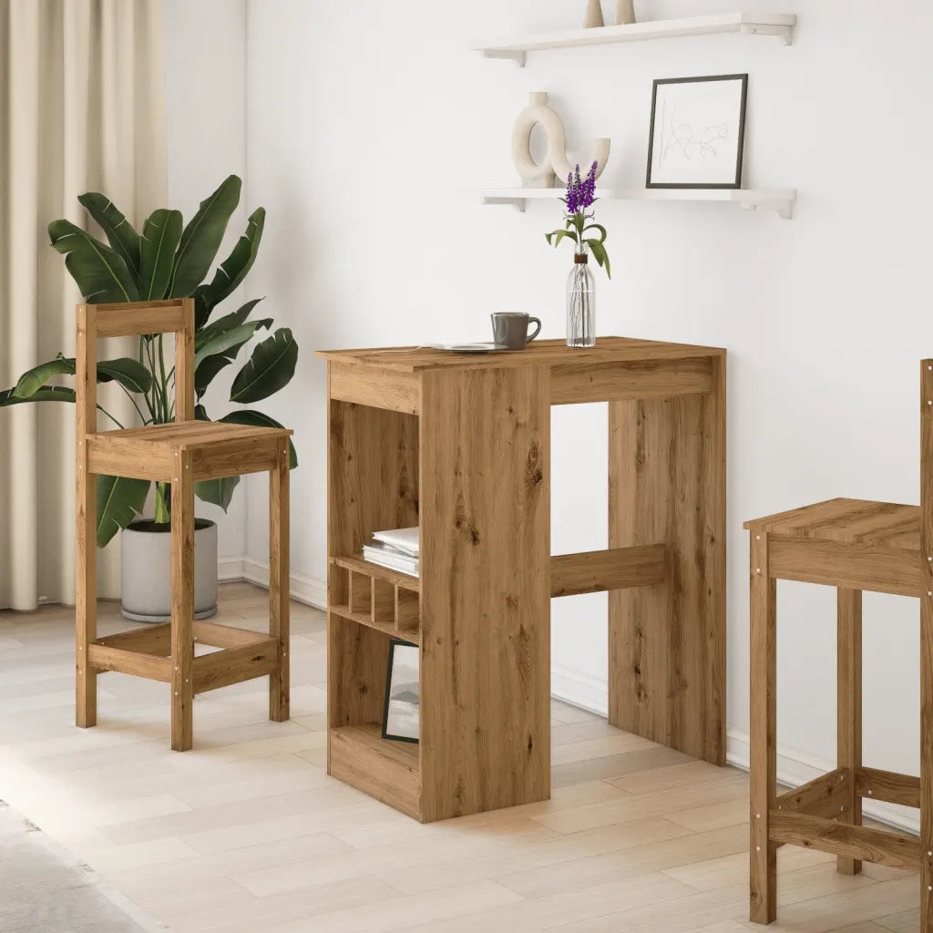 Tavolo Bar con Rastrelliera Rovere 90x47,5x103,5 cm Multistrato