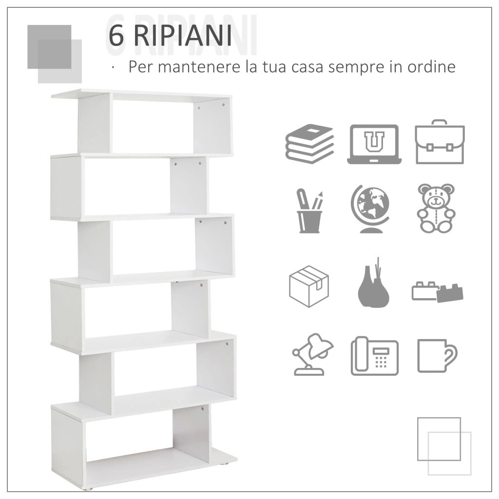 Libreria di Design Mobili Ufficio Scaffale in Legno 80x24x191cm Bianco