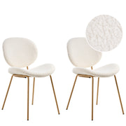 Set di 2 sedie Boucle con gambe effetto legno senza braccioli e tappi per gambe design retrò sedute da sala da pranzo bianco