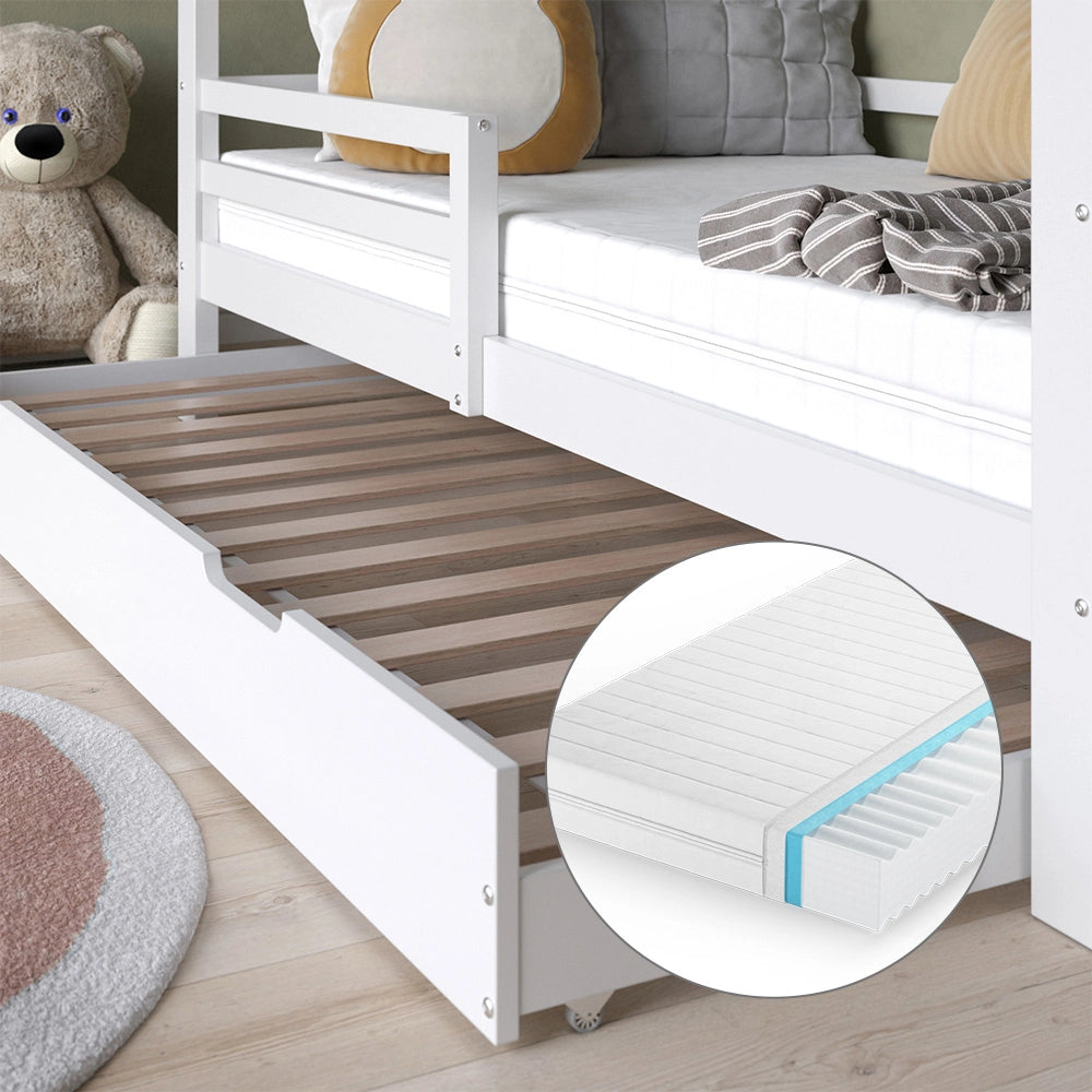 Vitalispa Letto montessori bambini Bianco 200 x 90 cm con letto e materasso per ospiti