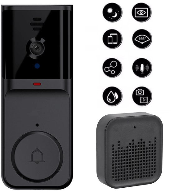 Deurbel Ultra HD con Camera - Deurbel Senza Fili - Deurbelli con Camera - Dotato di Una Lente Angolare 130° - Comunicazione a Due Vie - Detezione di Movimento - Archiviazione in Cloud Via App - Comando a Distanza - Adatto per l'Uso in Casa