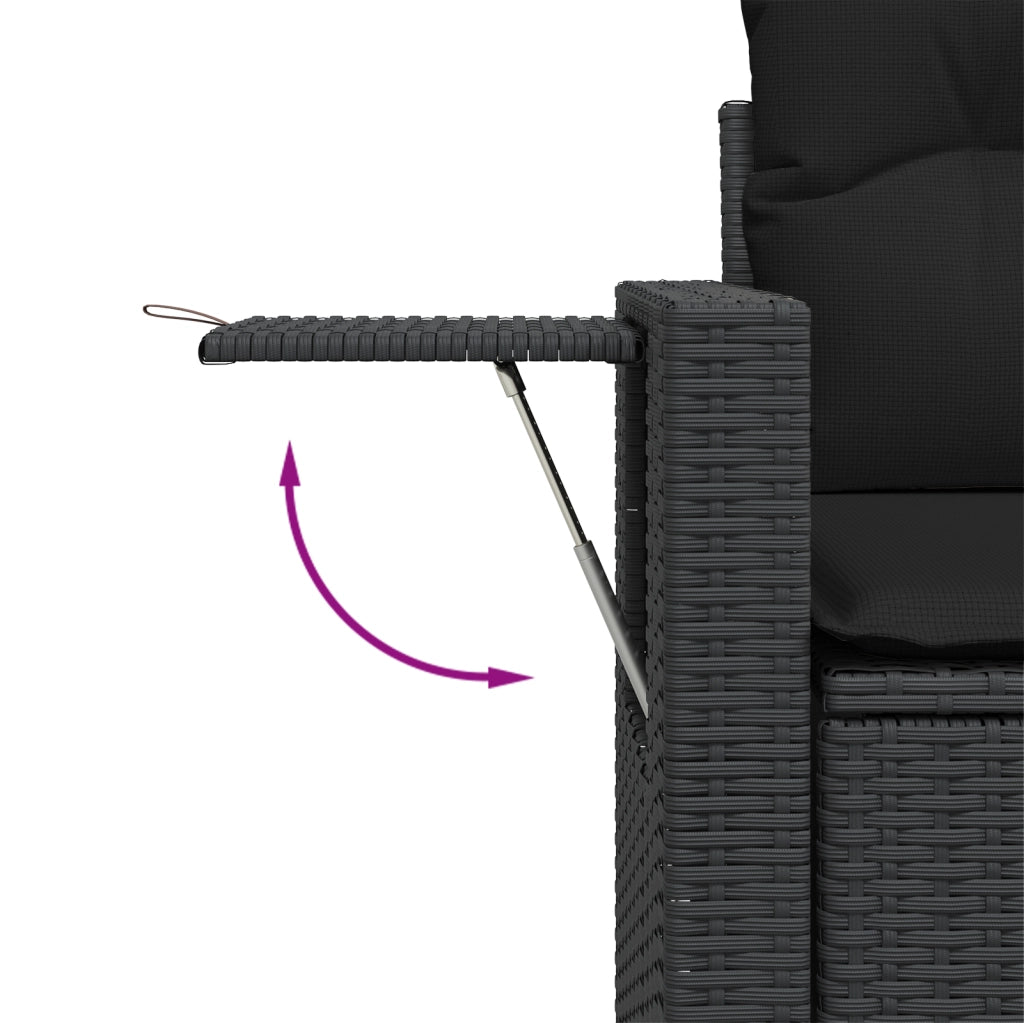 Set di Divani da Giardino da 10 Pezzi con Cuscini Nero Poly Rattan Acacia