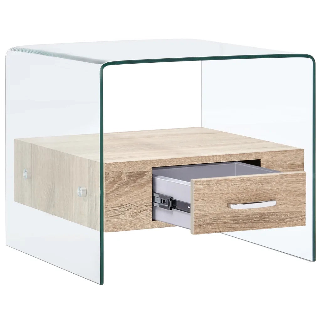 Tavolino da Salotto con Cassetto 50x50x45 cm in Vetro Temperato 284724