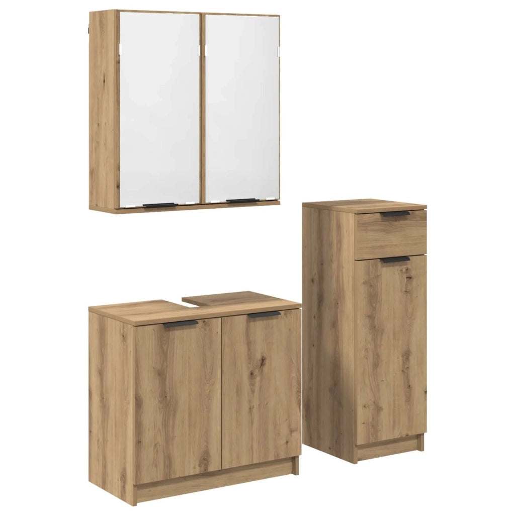 Set di mobili per il bagno con porta 3 pcs Rovere artigianale 3415875
