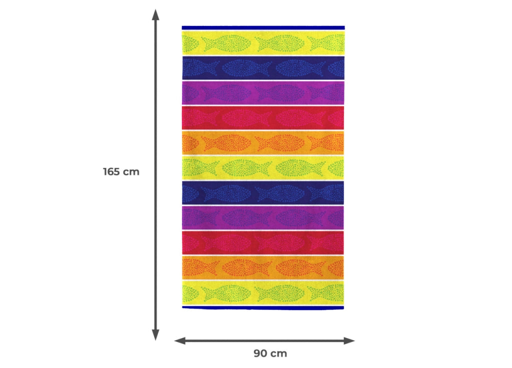 Telo Mare Jacquard Spugna Asciugamano Spiaggia Disegno Fish Pois - Telo Mare - Multicolore