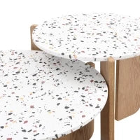 Set di Tavolini da Salotto Moderni Incastonati, Utilizzabili come Tavolino da Caffè o Comodini, Design Versatile, 70x70x35 cm+50x50x45,5 cm, Naturale