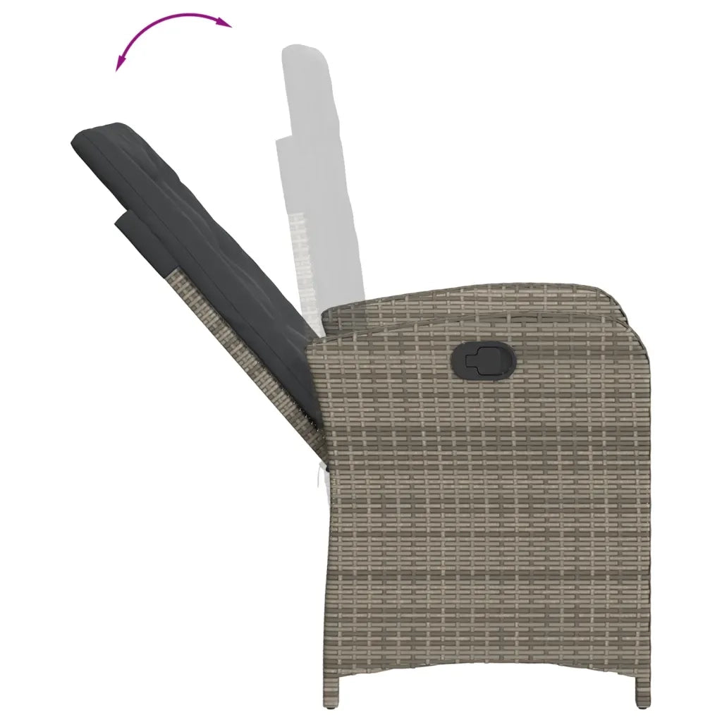 Set da Pranzo da Giardino 7 pz con Cuscini in Polyrattan Grigio