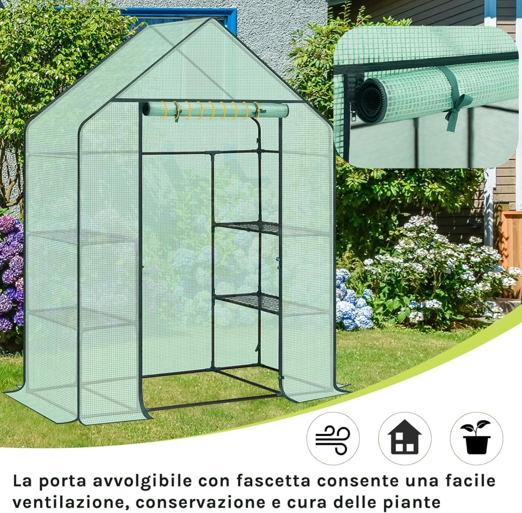 Serra da Giardino con Telo in PE Vivaio per Piante Fiori da Balcone e Terrazzo Verde