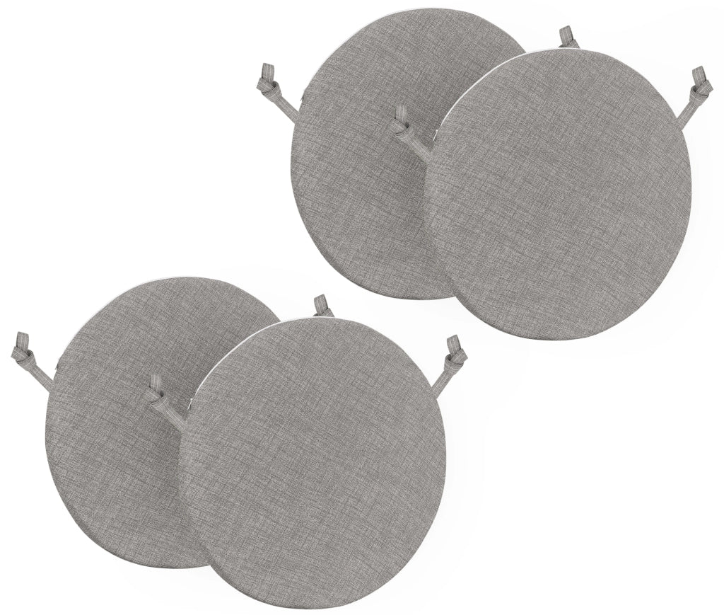 Cuscini Rotondi Per Sedie Cucina Imbottiti Sfoderabili Con Cerniera Cuscino Rotondo Ø 40 Cm Sedia Tavolo Lavabile In Lavatrice Con Lacci Per Fissaggio Prodotto Italiano Comodi 4 Pezzi - Grigio
