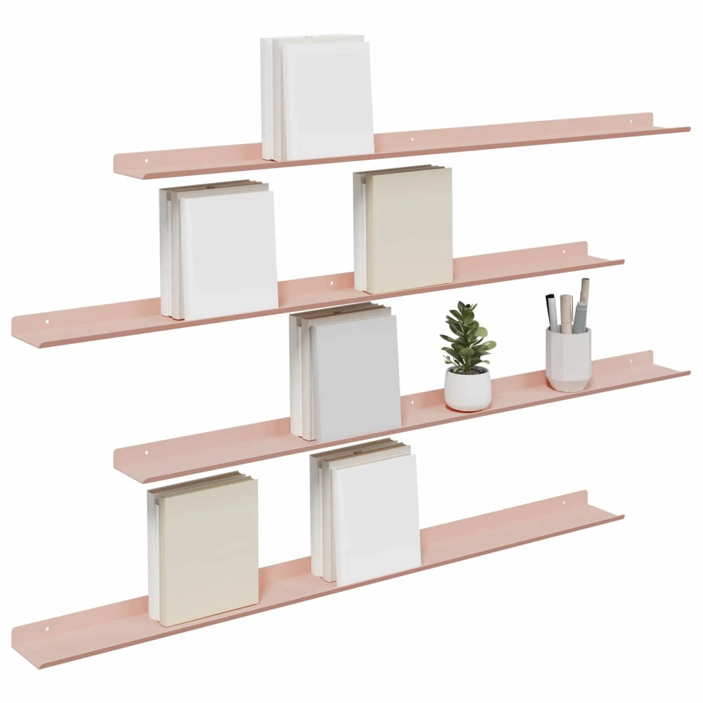 Mensola sospesa 4 pcs Rosa 100 x 9 x 2,5 cm Acciaio