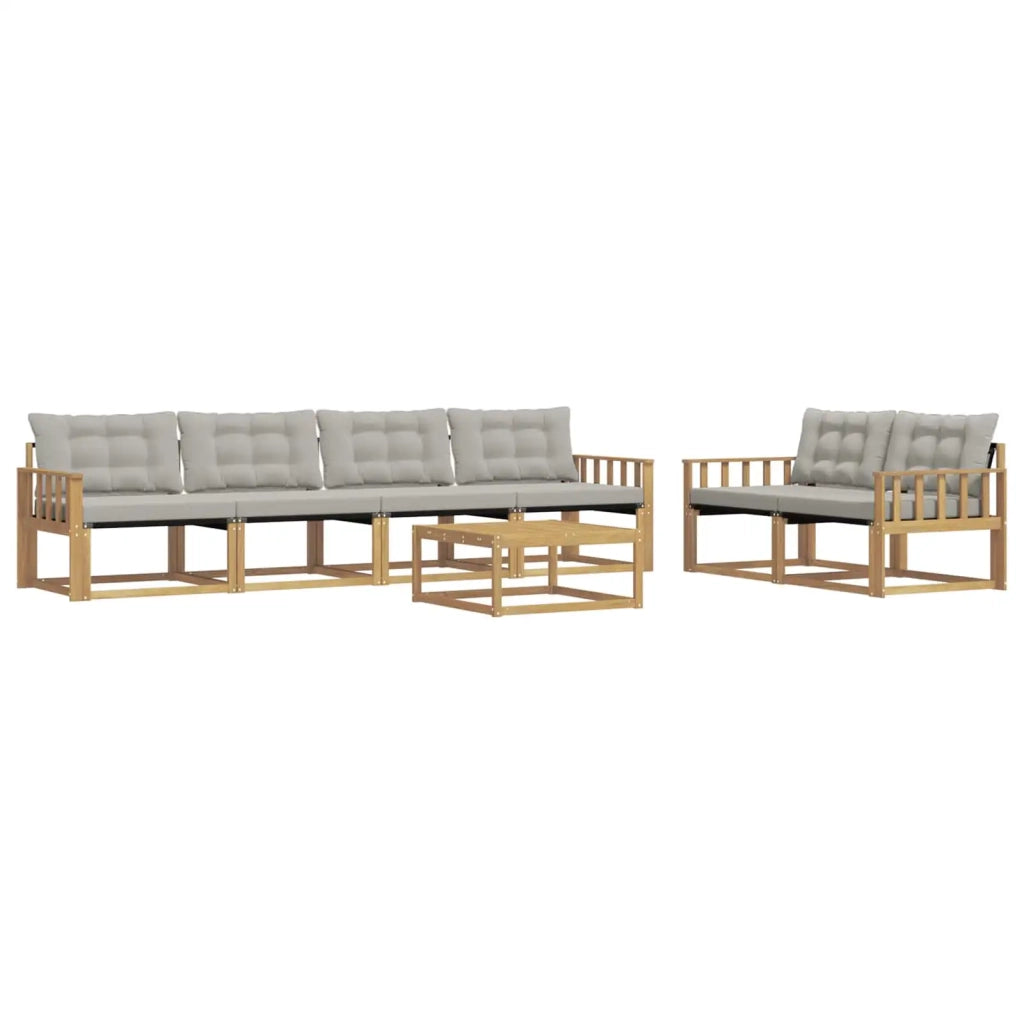 Set di divani da esterno 7 pz Bianco e Grigio Chiaro 3388441
