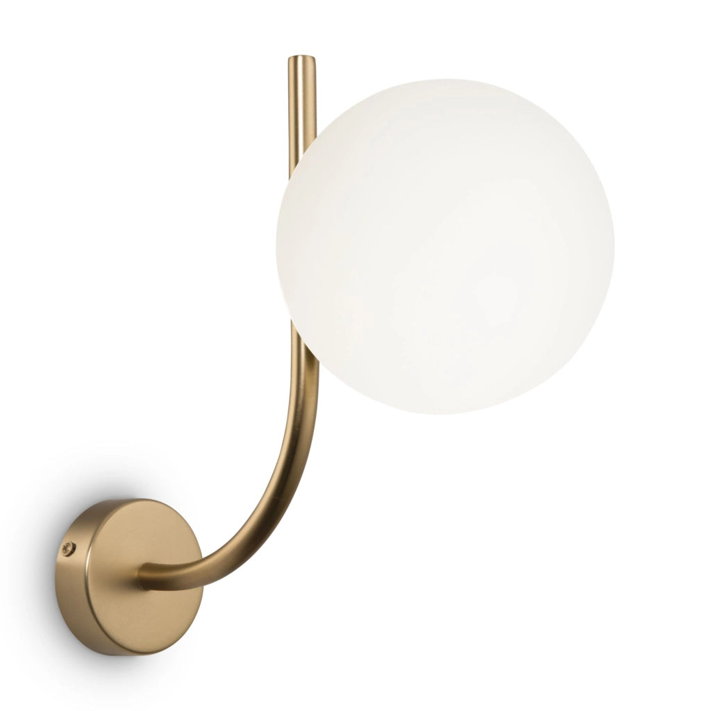 Maytoni Applique contemporanea Rendez-vous 1 luce E14 ottone metallo diffusore vetro bianco