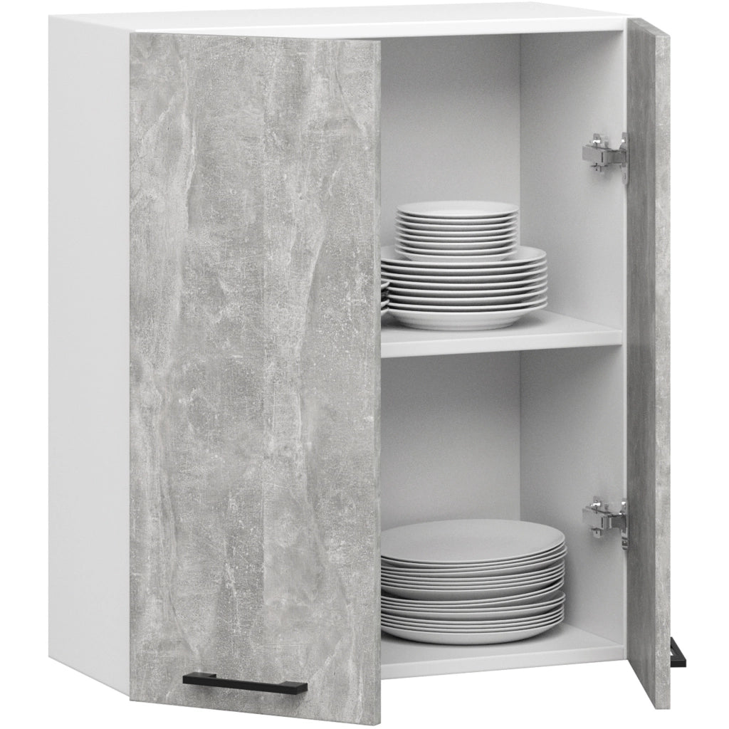 Mobile da cucina pensile sistema AKORD OLIWIA 60 cm H720 Bianco inserto frontale Cemento Grigio Cemento 2 ante 60x30x72 cm