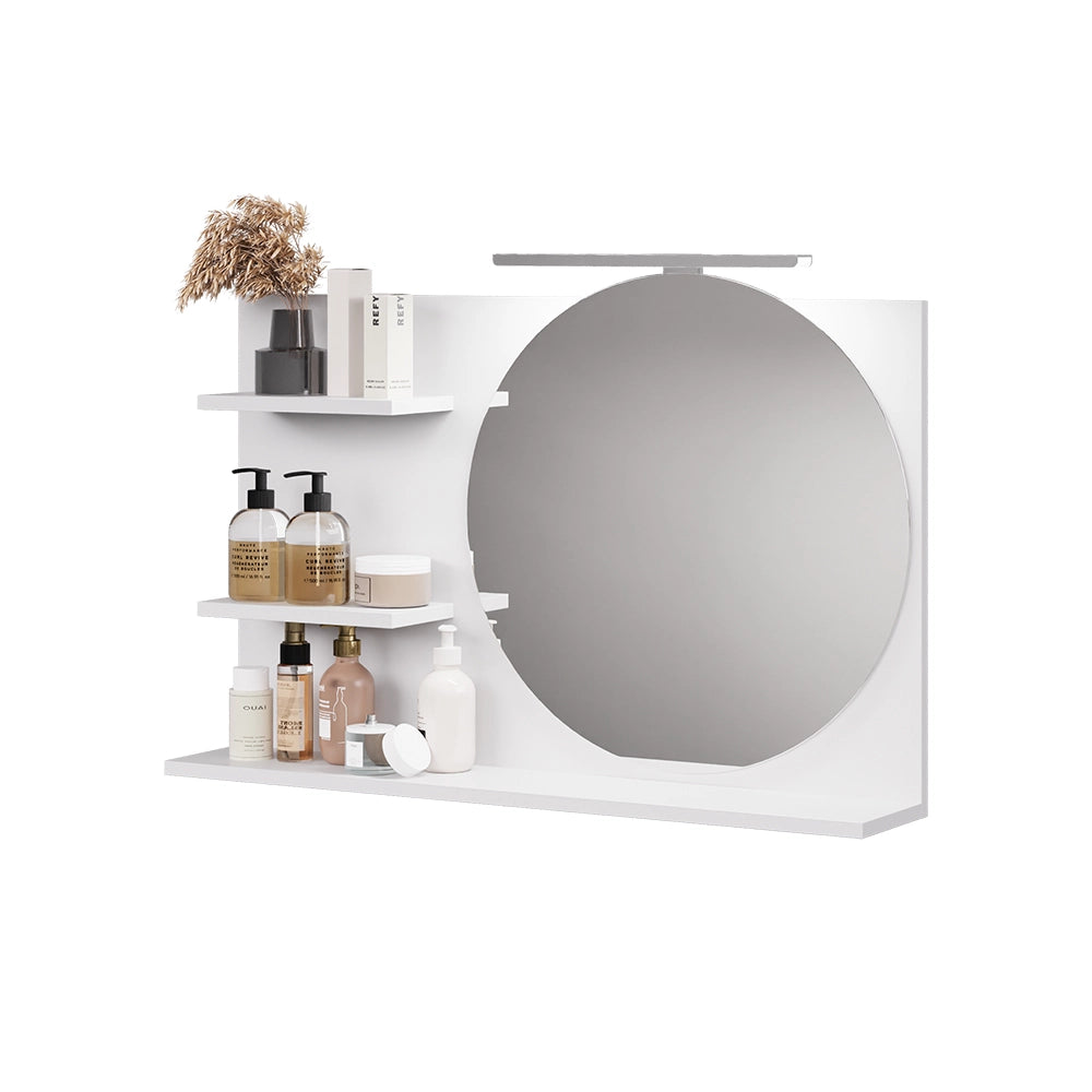 Vicco Specchio con mensola Bianco 80 x 50 cm con 3 scomparti aperti