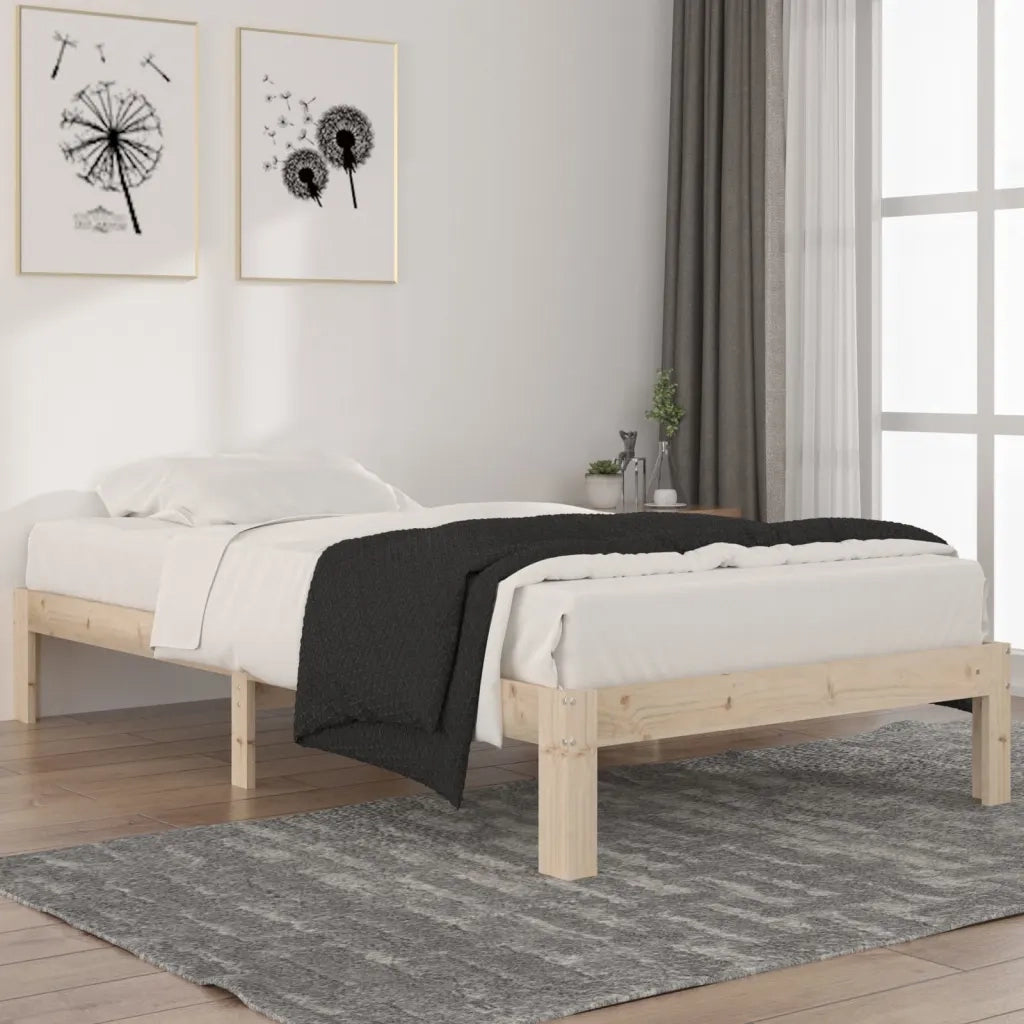 Letto singolo | Letto per adulti | Giroletto in Legno Massello di Pino 100x200 cm