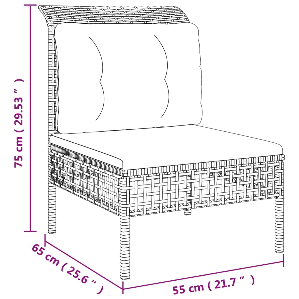 Set di mobili da giardino mobili da esterno 6 pezzi con cuscini resina intrecciata grigia 02_0016800