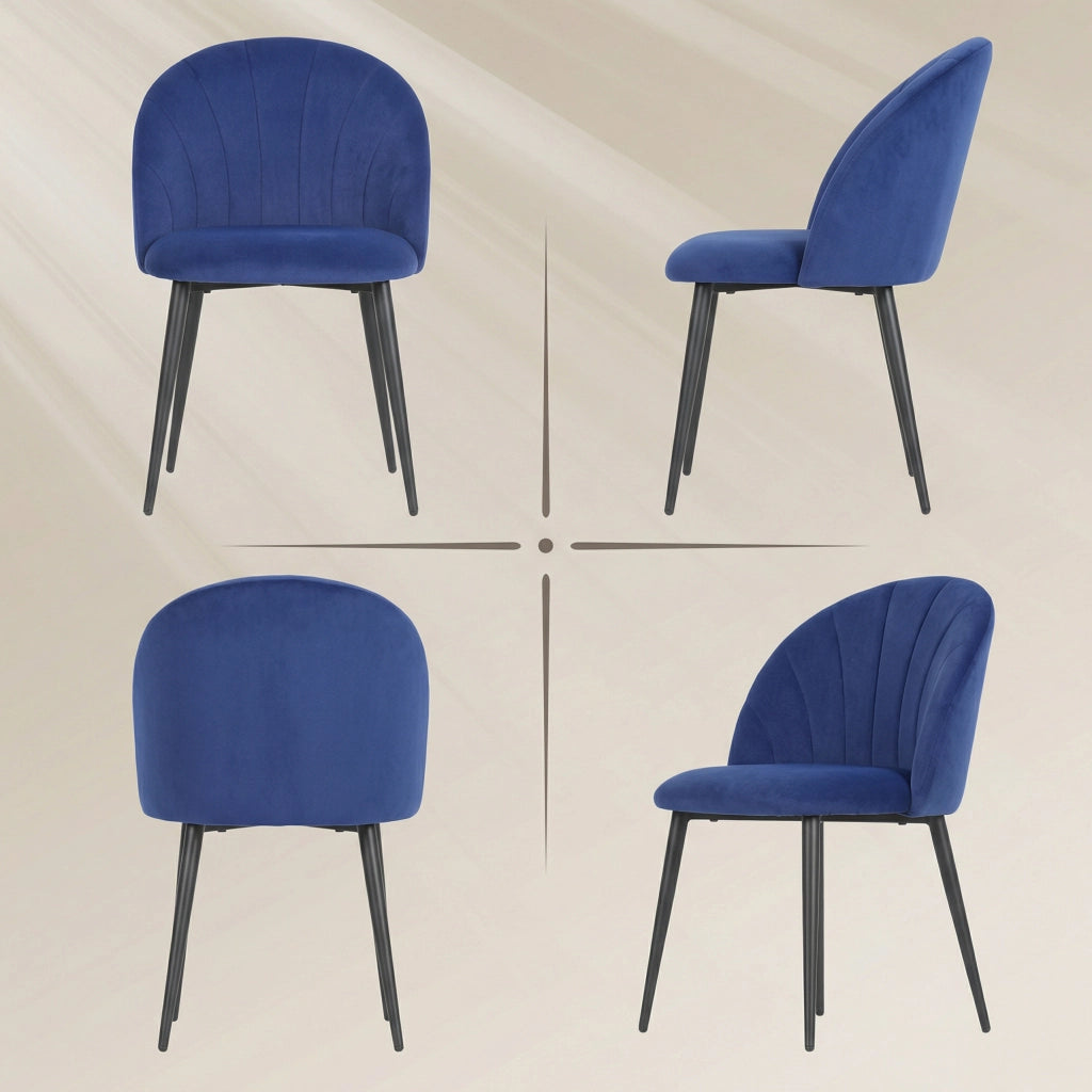 Sedia da pranzo imbottita ¨C zephmum ¨C blu, acciaio, 52x55x79