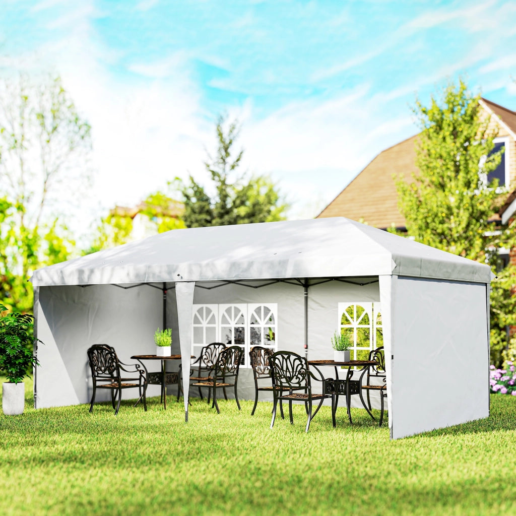 Tenda da giardino pieghevole 6x3 m con 4 pareti laterali ¨C Minimal ¨C bianco