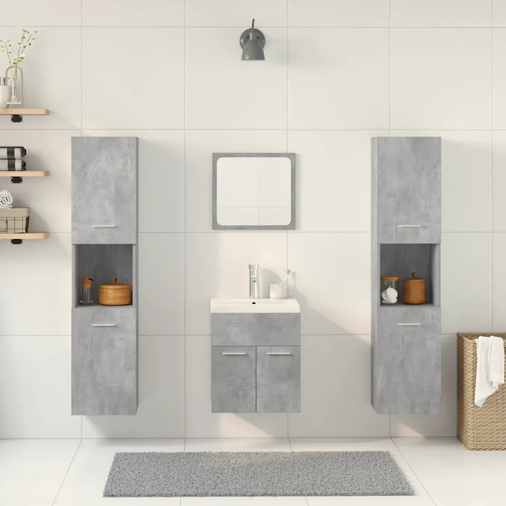 vidaXL Set Mobili da Bagno 5 pz Grigio Cemento in Legno Multistrato