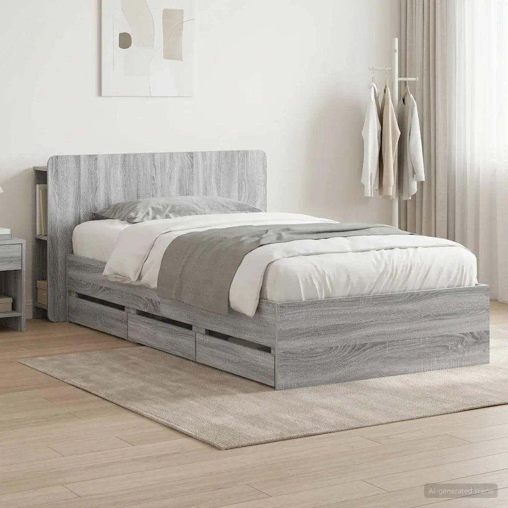 Telaio del letto con storage Sonoma grigio 90 x 200 cm 3433933