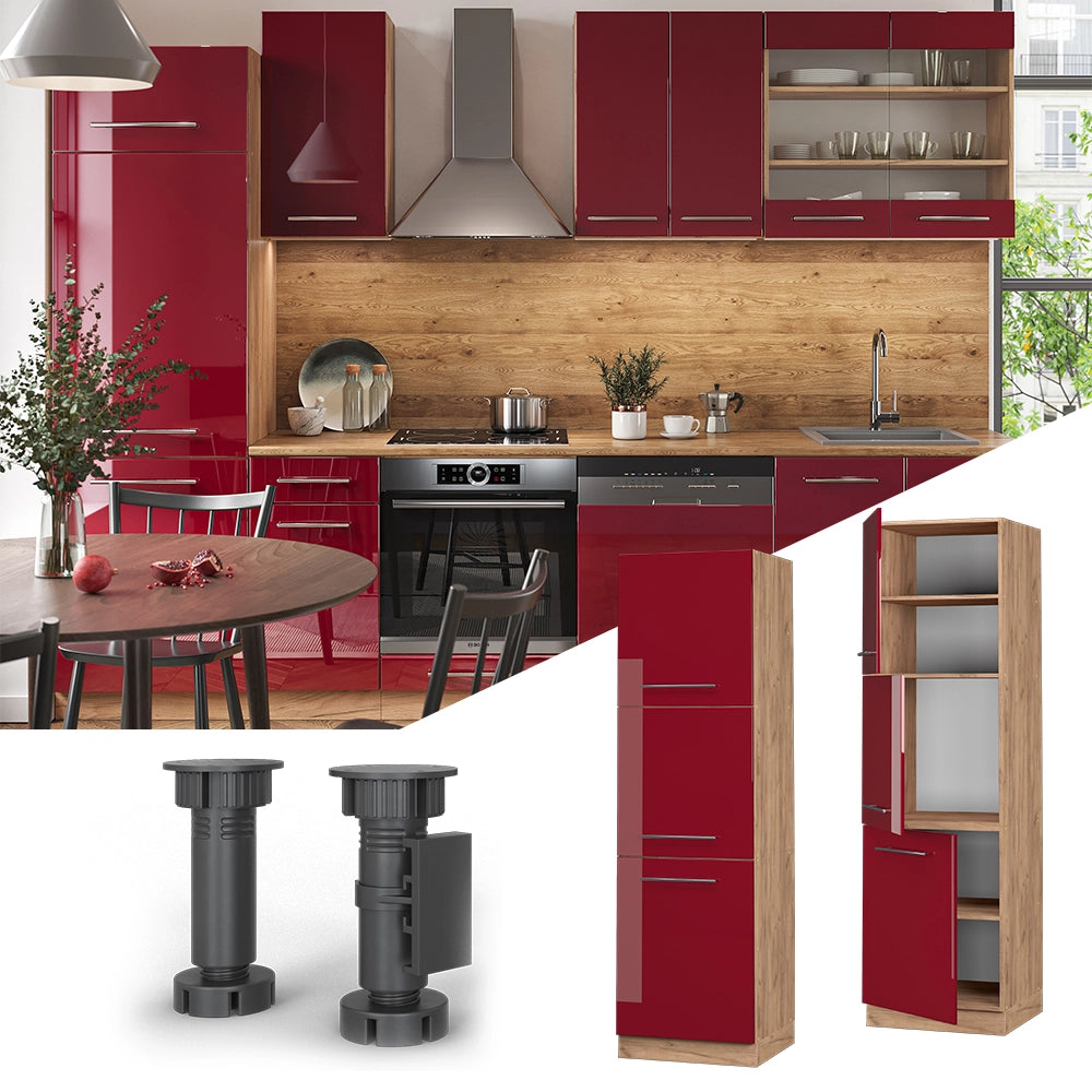 Vicco Mobile per forno da incasso Rosso bordeaux lucido 60 cm