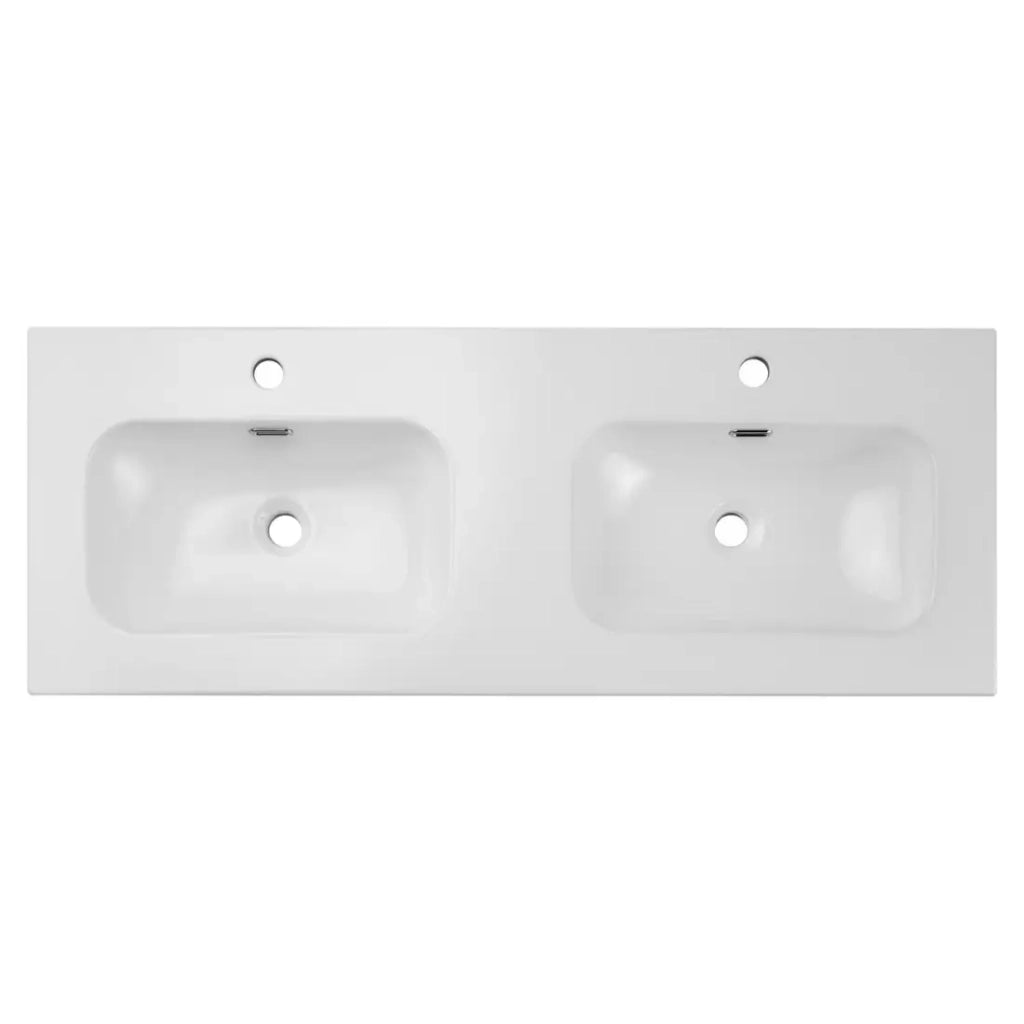 Lavabo da incasso LARGO 120 cm doppio lavabo ceramica bianco lucido design