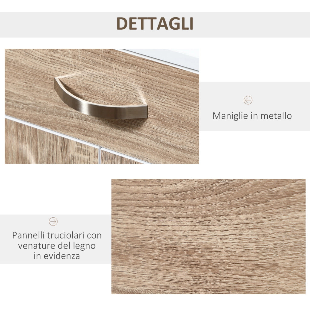 Carrello da Cucina Portavivande per Microonde ¨C zephmum ¨C Legno Rovere 60x40x77cm
